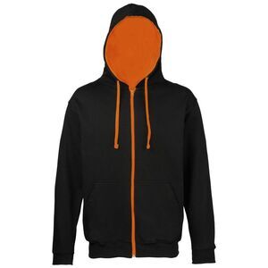 Awdis Mens Varsity  Sweatshirt Hoodie Zoodie 11 Colours  / Jet Black/ Orange Cru